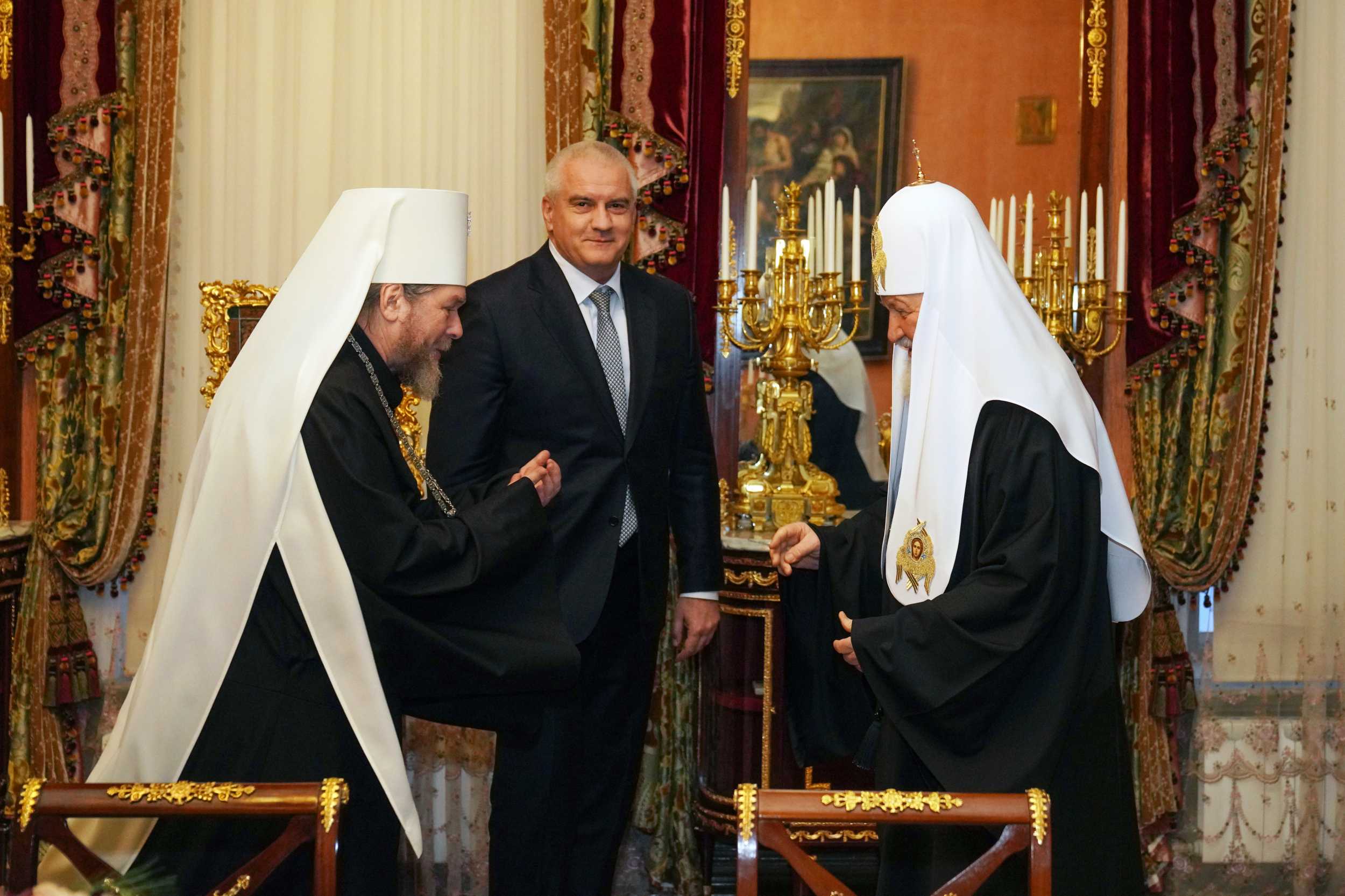 Святейший Патриарх Кирилл принял Сергея Аксёнова и митрополита Крымского Тихона