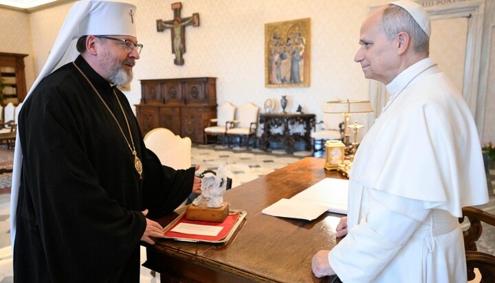 Глава УГКЦ Станислав Шевчук и папы Римский Лев