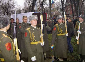 Перезахоронение останков В.О. Каппеля. Москва, Донской монастырь. 13 января 2007 года