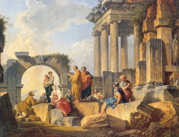 Джованни Паоло Паннини. Развалины со сценой проповеди апостола Павла. 1744 год