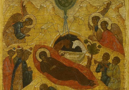 Рождество Христово. Новгородская икона XVI в. Фрагмент