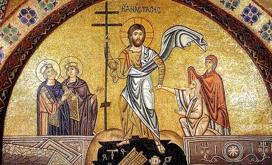 Воскресение Христово. Мозаика монастыря Осиос Лукас. XI в.