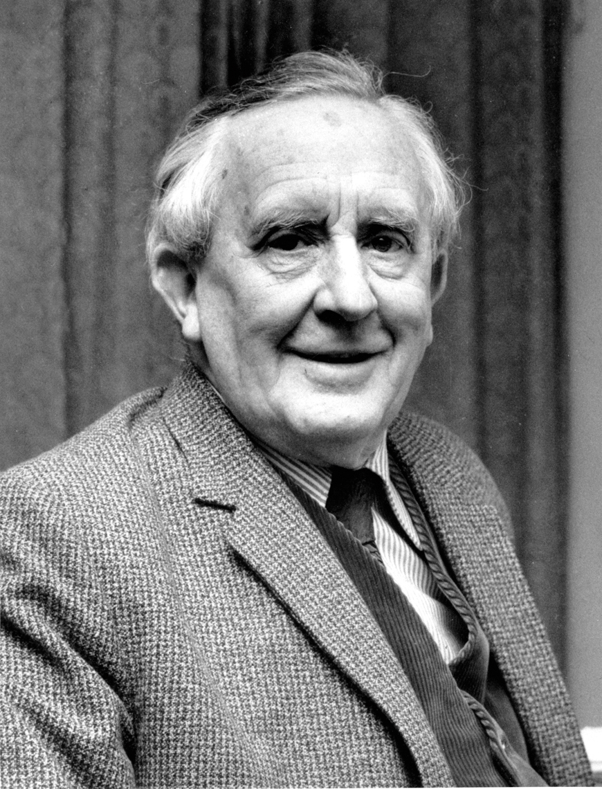This is a 1967 photo of J.R.R. Tolkien. Tolkien is the author of 