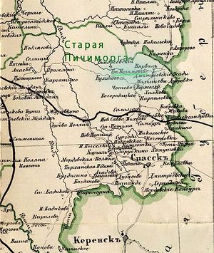 С. Старая Пичиморга на карте Тамбовской губ 1911 года